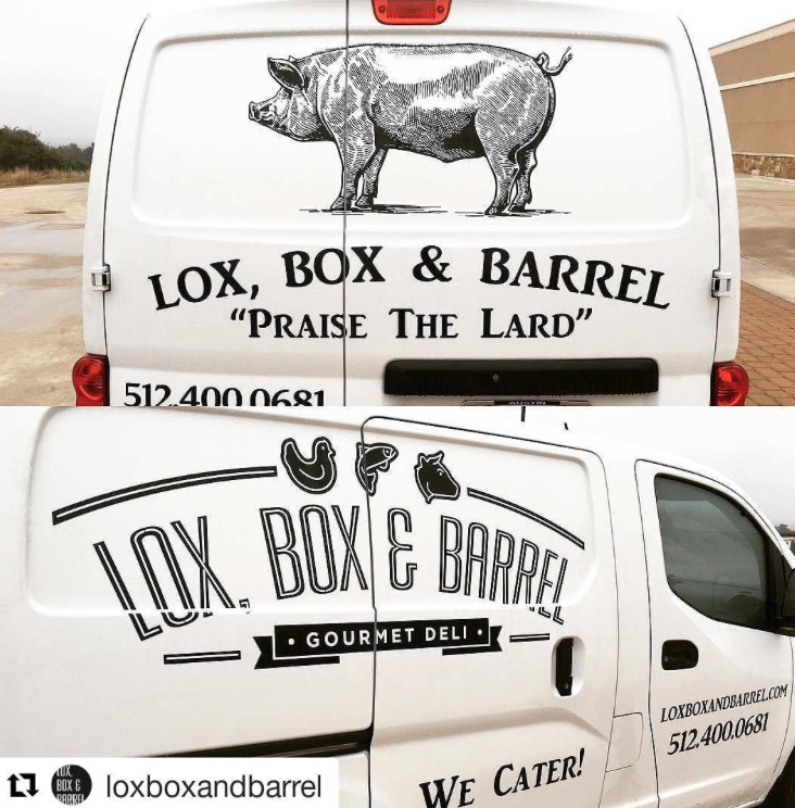 LoxBoxBarrel lox box and barrel, austin fleet vehicle wrap, van wrap, austin van wrap, austin fleet wrap cars