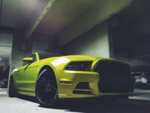 wrapped yellow mustang graphics guys